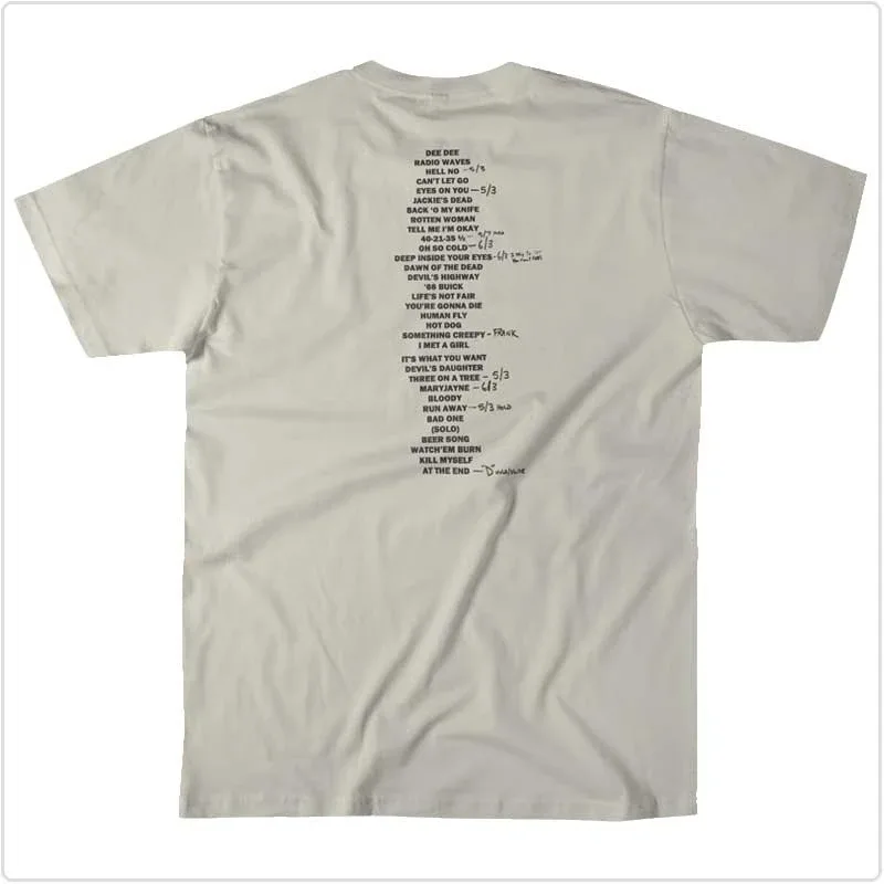 Flyer & Set List T-Shirt, back: an old Dementers set list